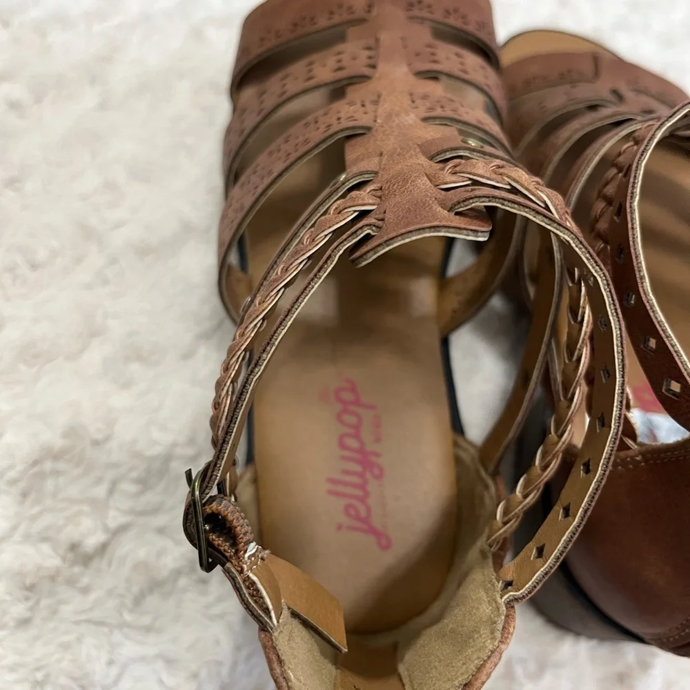 Kelly pop girls brown zip sandals‎ NEW